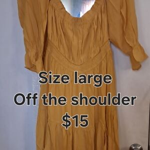 Off-the-Shoulder Maxi Dress in Mustard Yellow